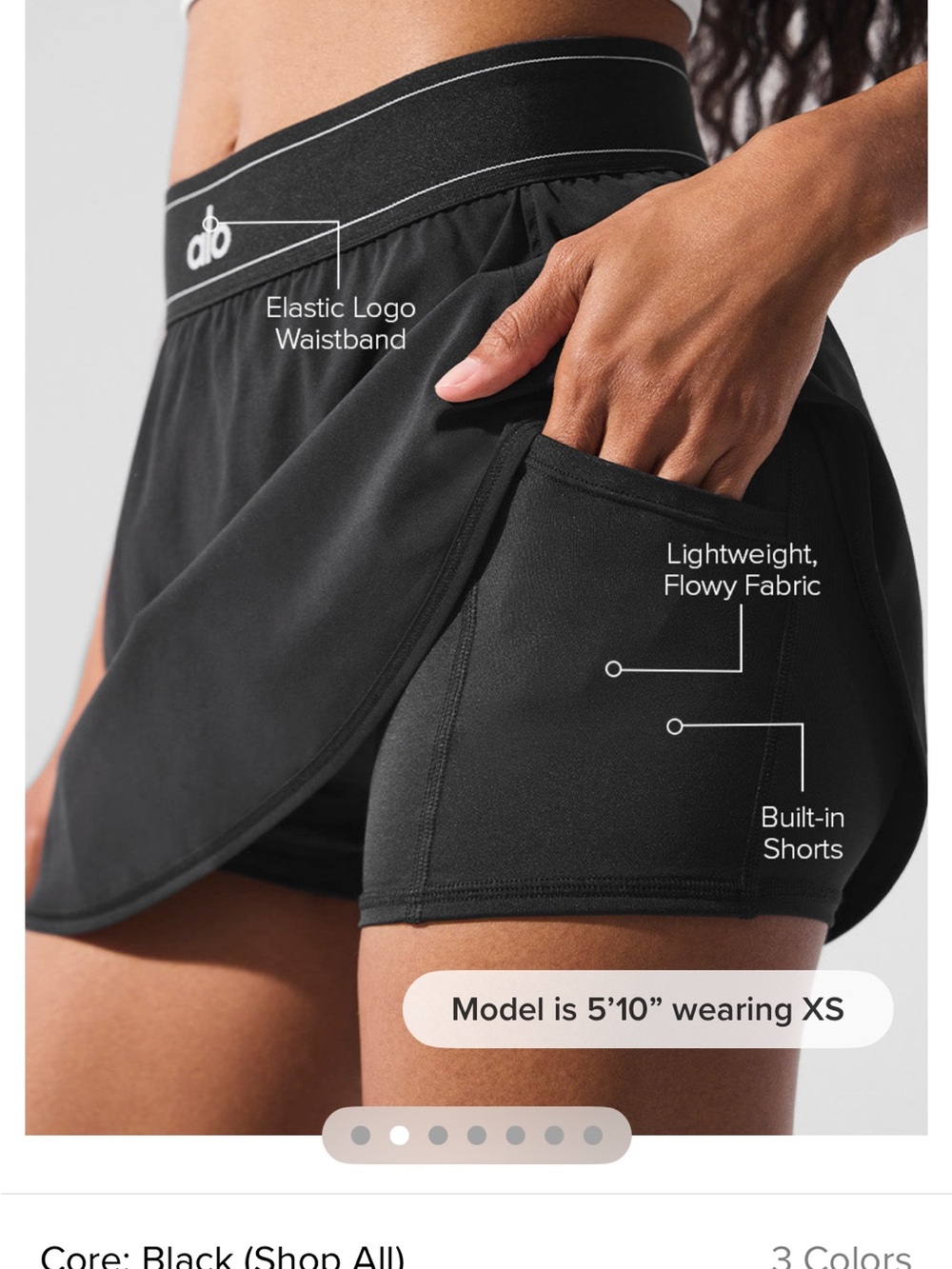 ALO Yoga Black Women's Athletic Skort with Branded Waistband - Picture 4 of 5